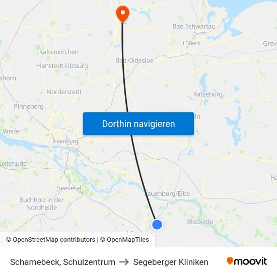 Scharnebeck, Schulzentrum to Segeberger Kliniken map