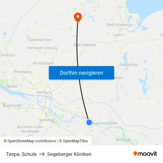 Tespe, Schule to Segeberger Kliniken map