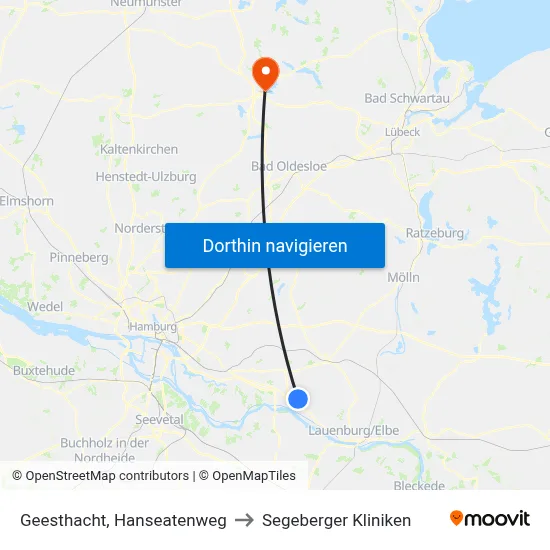 Geesthacht, Hanseatenweg to Segeberger Kliniken map