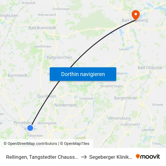 Rellingen, Tangstedter Chaussee to Segeberger Kliniken map