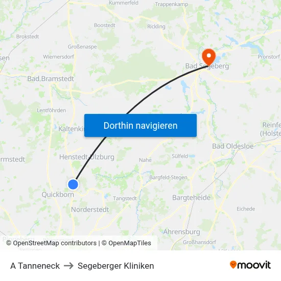 A Tanneneck to Segeberger Kliniken map