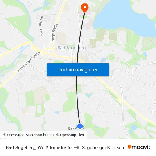 Bad Segeberg, Weißdornstraße to Segeberger Kliniken map