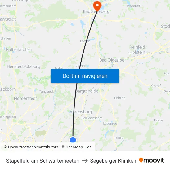 Stapelfeld am Schwartenreeten to Segeberger Kliniken map