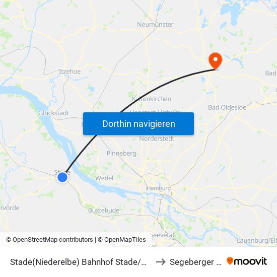 Stade(Niederelbe) Bahnhof Stade/Harsefelder Straße to Segeberger Kliniken map