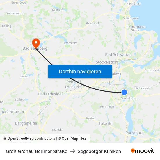 Groß Grönau Berliner Straße to Segeberger Kliniken map