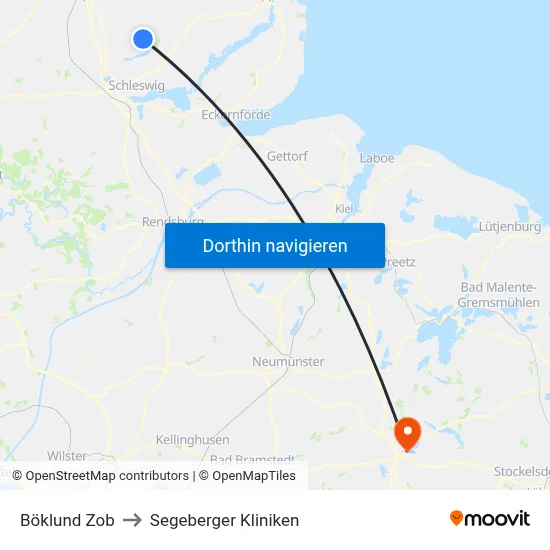 Böklund Zob to Segeberger Kliniken map