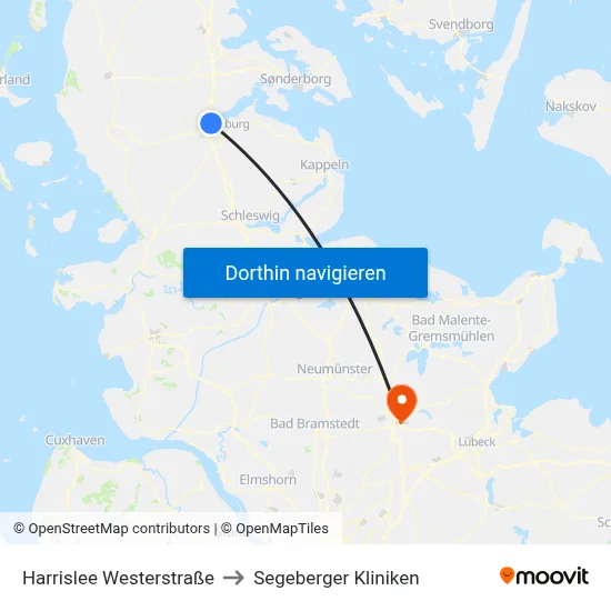 Harrislee Westerstraße to Segeberger Kliniken map
