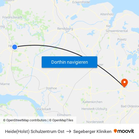 Heide(Holst) Schulzentrum Ost to Segeberger Kliniken map