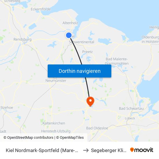 Kiel Nordmark-Sportfeld (Mare-Klinikum) to Segeberger Kliniken map