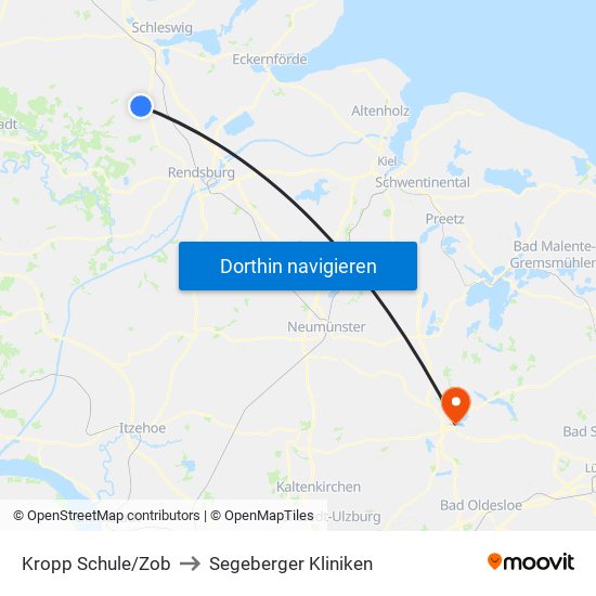 Kropp Schule/Zob to Segeberger Kliniken map