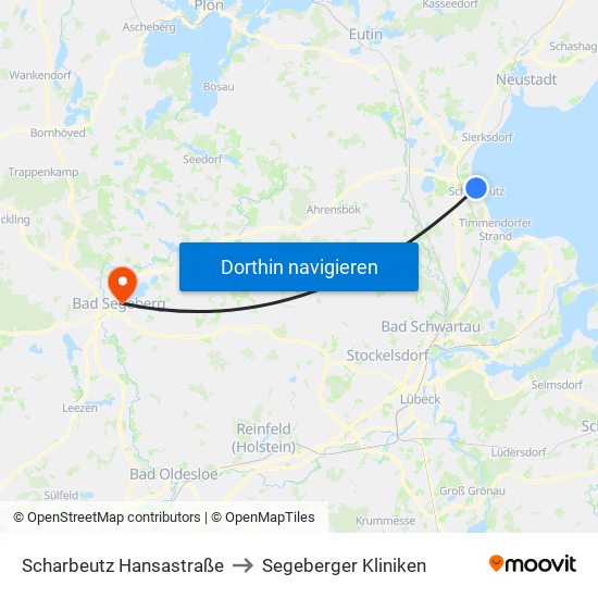 Scharbeutz Hansastraße to Segeberger Kliniken map