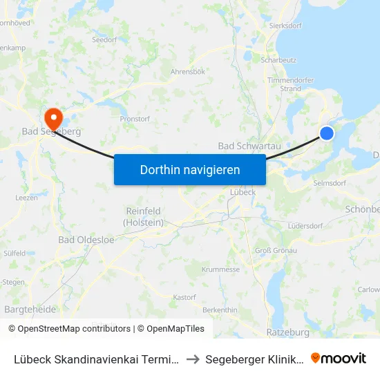 Lübeck Skandinavienkai Terminal to Segeberger Kliniken map