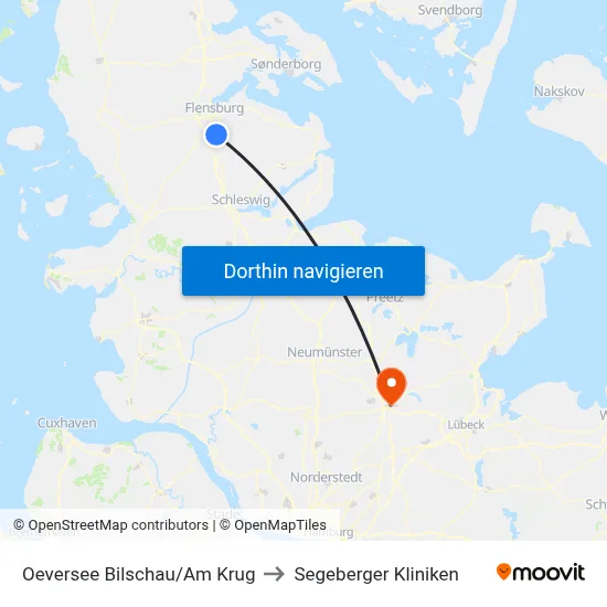 Oeversee Bilschau/Am Krug to Segeberger Kliniken map