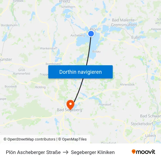 Plön Ascheberger Straße to Segeberger Kliniken map