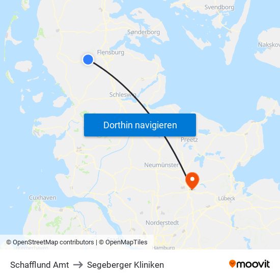 Schafflund Amt to Segeberger Kliniken map