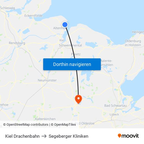 Kiel Drachenbahn to Segeberger Kliniken map