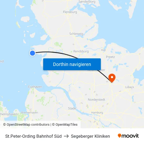 St.Peter-Ording Bahnhof Süd to Segeberger Kliniken map