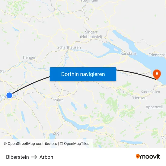 Biberstein to Arbon map
