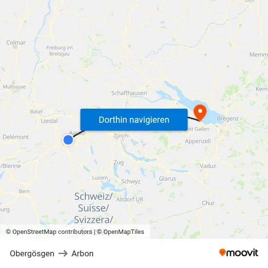 Obergösgen to Arbon map