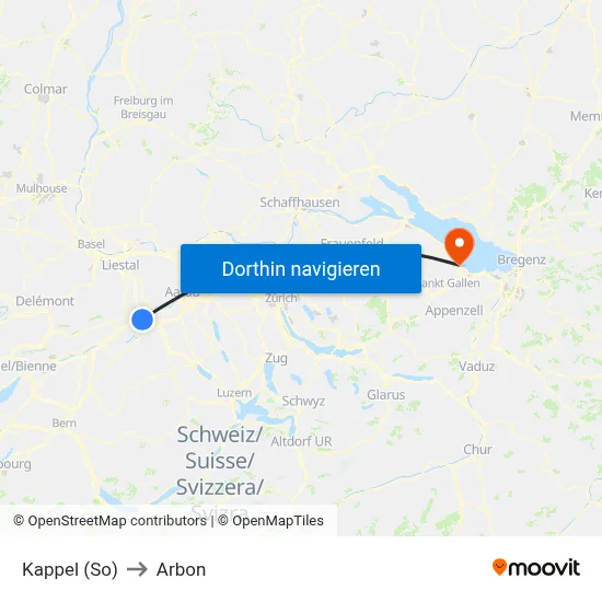 Kappel (So) to Arbon map