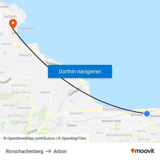Rorschacherberg to Arbon map