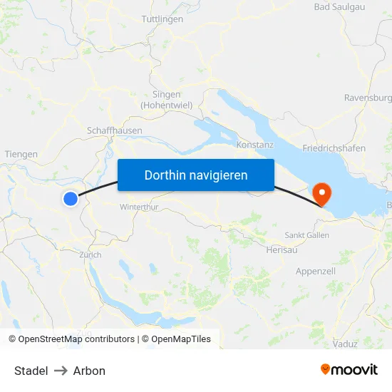 Stadel to Arbon map