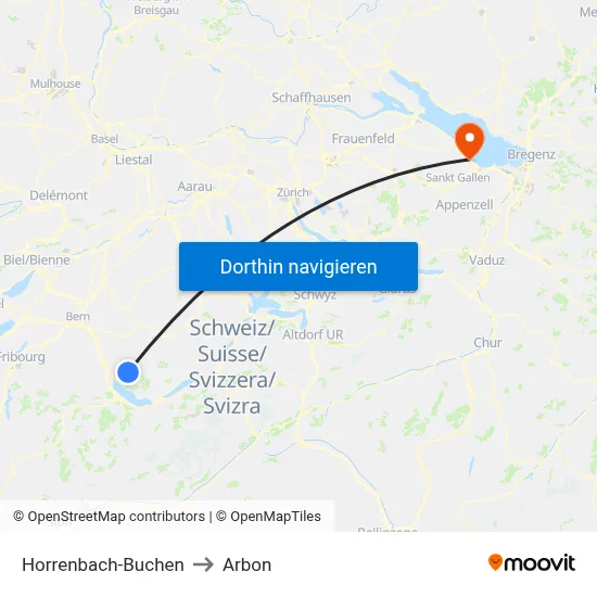 Horrenbach-Buchen to Arbon map