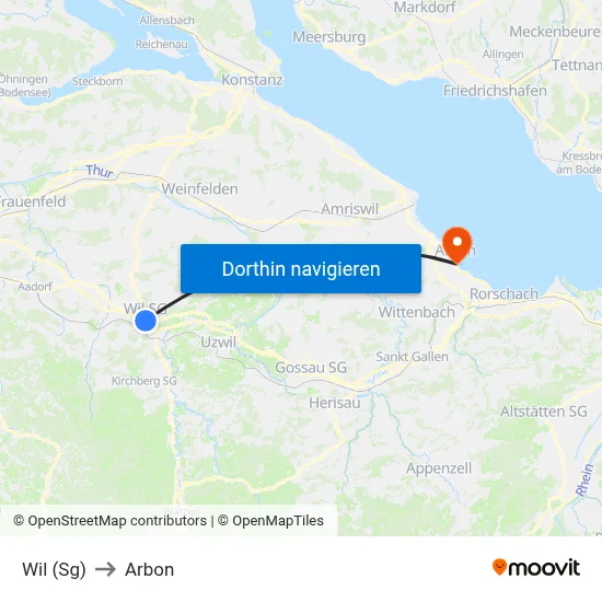 Wil (Sg) to Arbon map