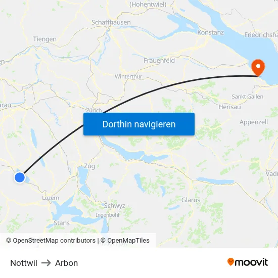 Nottwil to Arbon map
