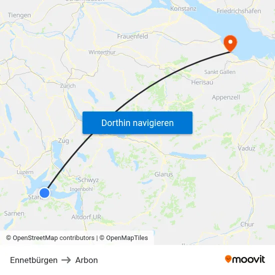 Ennetbürgen to Arbon map