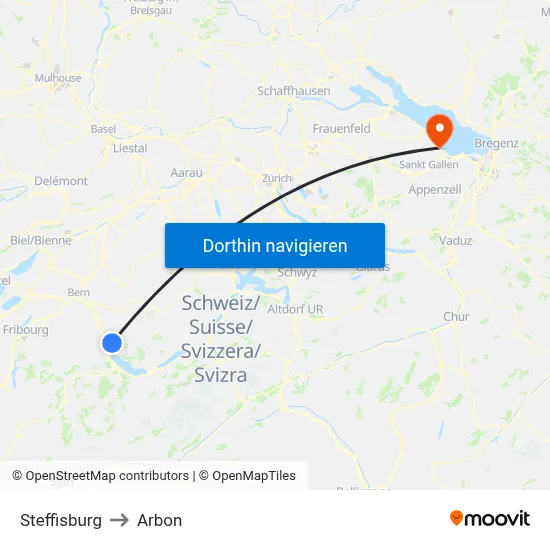 Steffisburg to Arbon map
