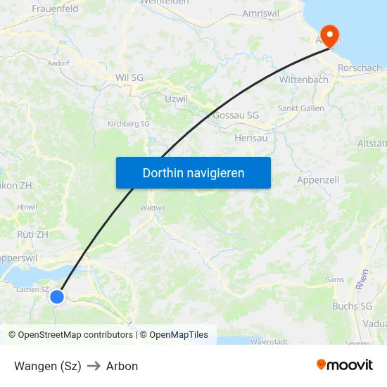 Wangen (Sz) to Arbon map