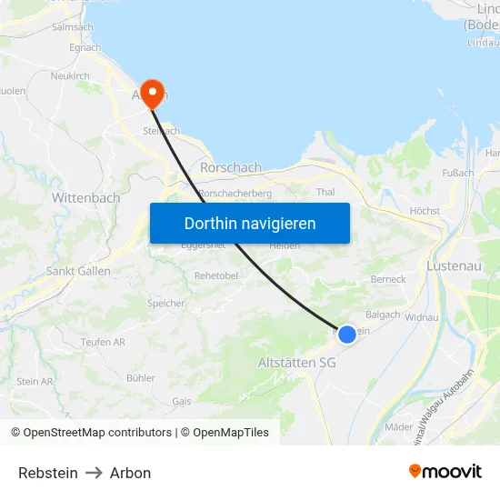 Rebstein to Arbon map