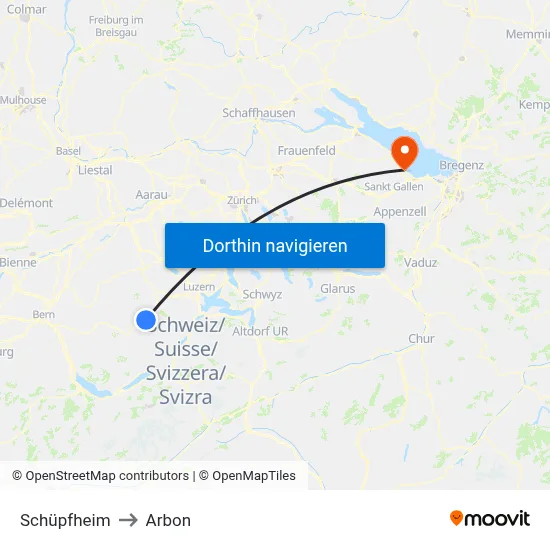 Schüpfheim to Arbon map