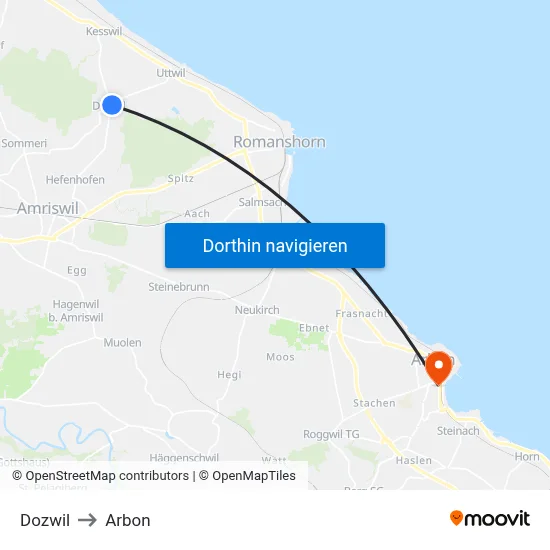 Dozwil to Arbon map