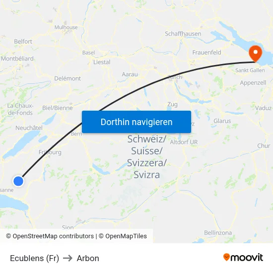 Ecublens (Fr) to Arbon map