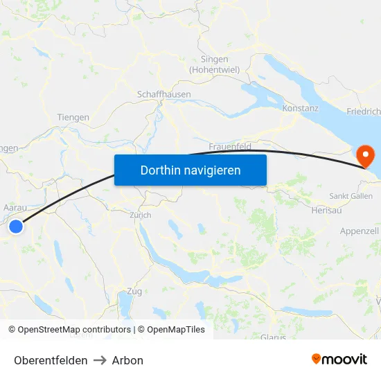 Oberentfelden to Arbon map