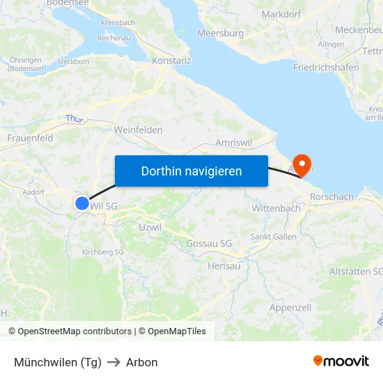 Münchwilen (Tg) to Arbon map