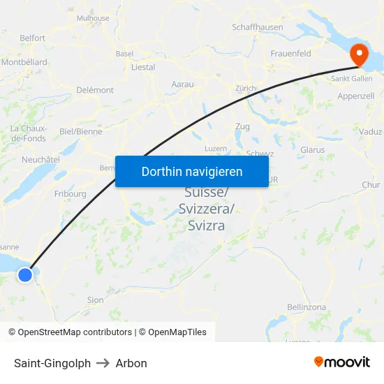 Saint-Gingolph to Arbon map