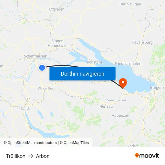 Trüllikon to Arbon map