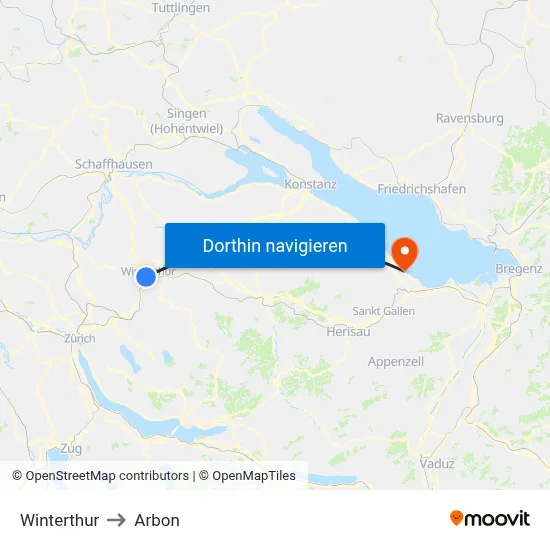 Winterthur to Arbon map