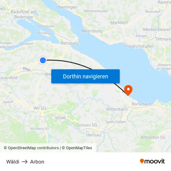 Wäldi to Arbon map