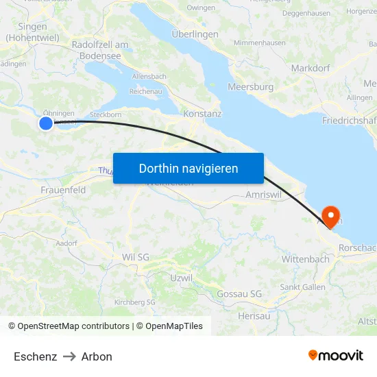 Eschenz to Arbon map