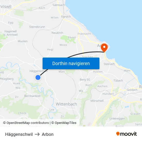 Häggenschwil to Arbon map