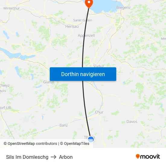 Sils Im Domleschg to Arbon map
