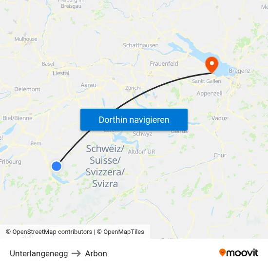 Unterlangenegg to Arbon map