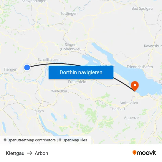 Klettgau to Arbon map