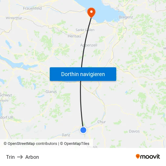 Trin to Arbon map