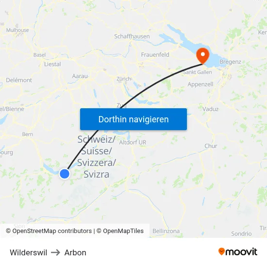 Wilderswil to Arbon map