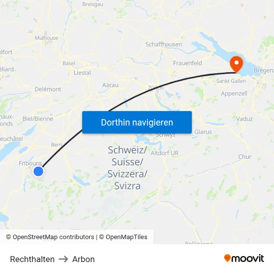 Rechthalten to Arbon map